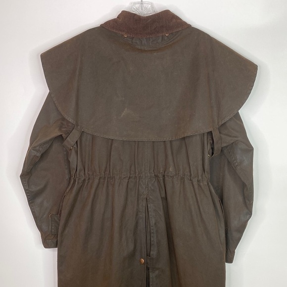 Outback Trading Company Brown Oilskin Leather Duster Jacket Small Western - Picture 4 of 16